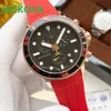 Full Functional Mens Sports Wrist Watch 42mm Quartz Movement Male Time Clock Watches with Rubber Band Men Red Silicone Belt Top Wristwatch