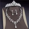 Kolye küpeleri set lüks rhinestone inciler kadınlar için gelin küçük tiaras gelin düğün tacı