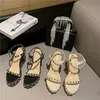 Sandale femme sabots chaussures de confort compensées pour femmes talons hauts filles plate-forme Beige 2022 clouté à talons hauts bohème mode Buck