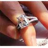 3.85ct 버그 빵 컷 다이아몬드 약혼 고체 백금 950 여성을위한 결혼 반지