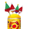 48pc Mini Cappello da Babbo Natale Lecca-lecca Top Topper Copertura Buon Natale Decorazioni Bottiglia di vino Tappo di protezione Candy Imballaggio Cappelli 211019