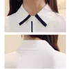 Blusas Mujer Spring White Solid Blouse Women Tops Chiffon Office Lady Long Sleeve Cardigan Women's Shirt 6474 50 210508