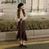 Koreaanse mode lente twee stukken losse lange mouw lace shirts single breasted slanke plaid rokken o-hals office lady 210601