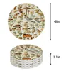 Mats & Pads Mushrooms Vintage Illustration Round Coffee Table Kitchen Accessories Absorbent Ceramic Coasters