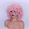 Cabelo sintético perucas cosplay junsi 12inch curly curly peruca sintética perucas naturais vinho vermelho rosa amarelo laranja americana mulher cosplay 220225