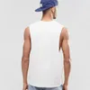 Colete sem mangas de fitness masculino com cavas caídas extremas, gola redonda, camisas de ajuste regular, regatas 210623280L