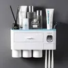 Tandborstehållare Väggmontering Magnetisk adsorption Inverterad tandkräm Dispenser Makeup Storage Rack för badrumstillbehör Set 713 V2