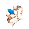 Wedding Rings Unique Style Female White Blue Fire Opal Ring Silver Color Rose Gold Jewelry Promise Love Engagement For Women