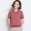 Women's T-Shirt Short Sleeve Summer 2021 Mom Wear Thin Lace Half Ice Silk