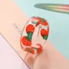 Anillo grueso acrílico de resina con diseño de frutas para mujer, anillos coloridos, regalos de joyería MKI