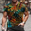 Homens camisetas em torno do pescoço t-shirt 3d impressão retro totem padrão design manga curta solta rua moda camisa 2021282h