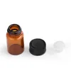 DHL 1 ML Mini bottiglia di vetro ambrato Fiale di olio essenziale di profumo Bottiglie di prova per campioni portatili ricaricabili