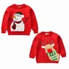 Toddler Baby Girls Boys Christmas Sweaters, Little Kids Cute Snowman Reindeer Print Long Sleeve Crew Neck Knitted Pullovers Y1024