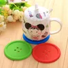 Mats Pads Creative Different colors Round Soft rubber Cup mat Lovely Button shape Silicone Coasters household Tableware Placemat RH02102