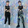 Conjuntos de roupas Meninas Hip Hop Colheita Tanque Calças de Carga Crianças Sweatpants Adolescentes Roupas Infantil Dança Dança Desgaste Trajes Streetwear