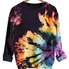 Mäns Hoodies Sweatshirts Stilig Tie Dye Print Loose Sporty Höst Vinter Män Sweatshirt Kvinnor Pullover Letter Rund hals Långärmad Mid