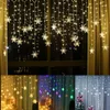 Juldekorationer År 2022 Snowflake LED Light Decor for Home Hanging Garland Ornaments Xmas Tree Noel Navidad 2021