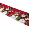 33x177cm Kersttafel Runner Katoen Linnen Stof Geborduurde Sneeuwpop Elk Tree Tafel Cover Mat Tafelkleed voor Home Xmas Decor 211117