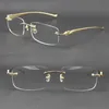 Säljer Rimless Metal Leopard Series Panther Optical 18K Gold Solglasögon Square Eyewear Round Forme Face Glasses Mane and Female W293U