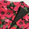 Осенняя с длинным рукавом красное цветочное платье женщины элегантные винтажные с поясом Blazer Mini DESS вскользь женские платья корейский Boho Vestidos 210521