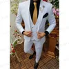Fashion White Men's Wedding Suit 3 Pieces Slim Fit Groom Dinner Prom Tuxedo skräddarsydda blazrar för män man jacka väst pan276u