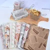 StoBag 50pcs Oilpaper Bread Baking Tools Burger Greaseproof Paper Fast Food Packing Tool Disposable Baby Shower Handmade Wrap 210602