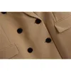 Vintage Women Chic Blazer Office Ladies Pocket Jackor Eleganta Kvinna Kausal Slim Suits Solid Khaki Girls Set 210427