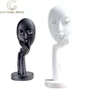 abstract figure sculpture Creative nordic decoration home Woman art mask model statue Resin Art Crafts Ornaments decor 211108