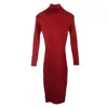 Autumn Winter Women Knitted Dress Turtleneck Sweater es Lady Slim Bodycon Long Sleeve Bottoming Vestidos PP003 220210