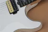 Guitarra elétrica branca de fábrica por atacado com pickups humbuckers, Floyd Rose, Fretboard Ebony