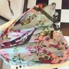 Designer Flowers Printing Scarves 180cm X 90cm Imitation Silk Scarf Fashion Brand Wrap Women Stain Towel 3 Colors