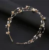 Урожай невеста Handmade Gold Pearl Headband Цветочный головной убор Bridal Girls Tiara Свадебные Волосы Аксессуары для волос Женщины Ювелирные Изделия