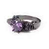 High-grade purple zircon black gold plated skull ring mix size 5-10#