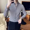 Mode Plaid Hommes Chemises Coréen Slim Business Chemise Formelle À Manches Longues Slim Fit Casual Chemise Mâle Chemisier Camisa Masculina 210527
