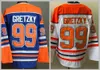 Men Ice Hockey 99 Wayne Gretzky Jersey Reverse Retro Retire Blue White Black Orange 1979 1988 1996
