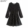 Zevity kobiety elegancki kwiatowy druk elastyczny plisowany projekt casual smukła sukienka żeński elegancki rękaw puff kimono vestidos ds8225 210603