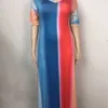 Estampado de gran tamaño vestidos de mujer de manga corta bloque de color con estilo 4XL 5XL suelto largo dividido Casual Sundress verano moda 210527