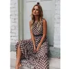 Sommar ärmlös polka dot print kvinnor midi klänning avslappnad mode klänningar a-line boho elegant strand lång klänning vestidos 210518