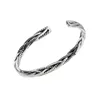 Bangle Retro Ancient Silver Color Twisted Woven Bracelet Unisex Jewelry Fashion Creative Opening Couple Gift