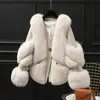 Kvinnors Fur Faux 2021 Höst och Vinter Haining Short Fashionable Coat Leather Overcoat Young