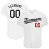 Custom White Black-Red Authentic Baseball Jersey