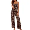 Pamas Fashion Leopard tryckt pyjama Pour Femme Sling Vest Sleep Tops Pijamas Sexig underkläder Kvinnor Sleepwear X0526