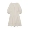 Sweet Puff Sleeve Klänningar Japan Stil Vintage Elegant V-Neck Mini Dress Kvinnor Bright Line Decoration Design Vestidos Mujer 210514