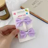 Korean solid color cloth bow hairpin bangs broken hair edge clip back of head double horsetail girl accessories