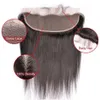 Brazilian Straight Human Hair Lace Frontal Closure 13x4 With Pre Plucked Baby Hair Three Middle Free Part Natural Color