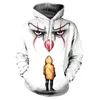 Herrtröjor tröjor 2022 clown 3d tryckt hoodie rolig pullover långärmad sportkläder topp