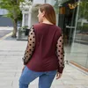 Kvinnors T-skjortor Autumn and Winter Women Long Sleeve Polka Dot Stitching Top Plus Size T-shirt GASH TOPS Kvinnor