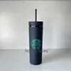 Ücretsiz DHL Starbucks 24 oz / 710 ml Plastik Tumbler Kullanımlık Temizle İçme Düz Alt Kupası Sütun Kapağı Hasır Ayı Çift Fincan Kupa Bartian 30 adet