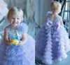 Cute Lavender Sparkly Cekinowe Kwiat Ball Girl Dresses Princess Formalna Sukienka Komunikacja Suknia ślubna