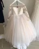 4-8 Years Lace Tulle Flower Girl Dress Bows Children's First Communion Dress Princess Ball Gown Wedding Party Dress FS9780